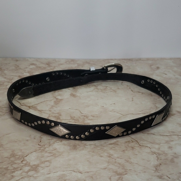 Vinrage Studded Black Leather Belt with Silver Accents main image 5